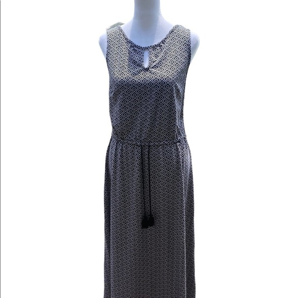 IZOD midi pull over dress cotton peephole on top adjustable tie on waist size md - Picture 3 of 8